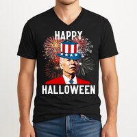 Joe Biden Happy Halloween For Funny 4th Of July V-Neck T-Shirt