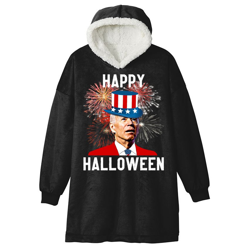 Joe Biden Happy Halloween For Funny 4th Of July Hooded Wearable Blanket