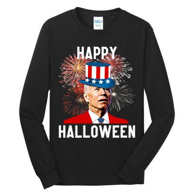Joe Biden Happy Halloween For Funny 4th Of July Tall Long Sleeve T-Shirt