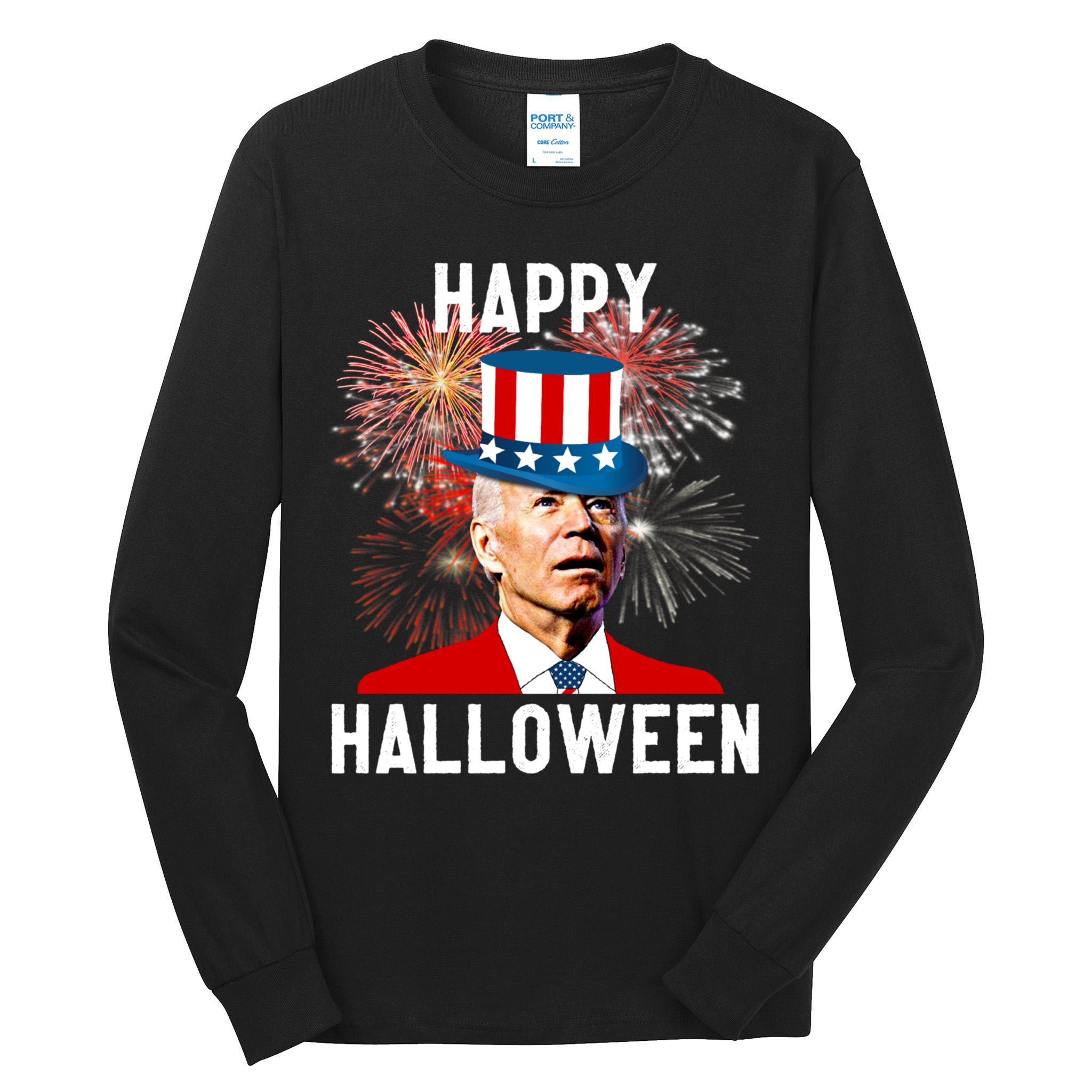 Joe Biden Happy Halloween For Funny 4th Of July Tall Long Sleeve T-Shirt