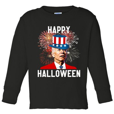 Joe Biden Happy Halloween For Funny 4th Of July Toddler Long Sleeve Shirt