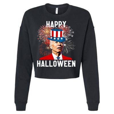 Joe Biden Happy Halloween For Funny 4th Of July Cropped Pullover Crew