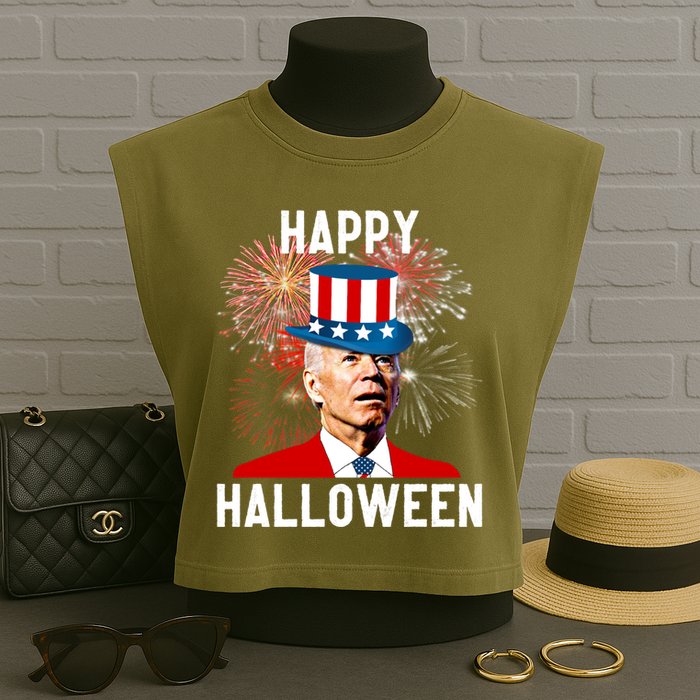 Joe Biden Happy Halloween For Funny 4th Of July Garment-Dyed Women's Muscle Tee