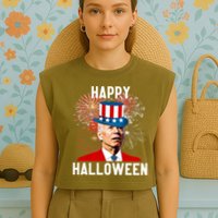 Joe Biden Happy Halloween For Funny 4th Of July Garment-Dyed Women's Muscle Tee