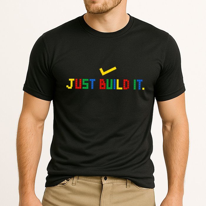 Just Build It Master Builder Building Block Cooling Performance Crew T-Shirt