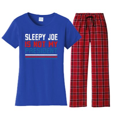 Joe Biden Is Not My Presiden Sleepy Joe Anti Biden Gift Women's Flannel Pajama Set