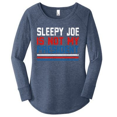 Joe Biden Is Not My Presiden Sleepy Joe Anti Biden Gift Women's Perfect Tri Tunic Long Sleeve Shirt