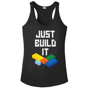 Just Build It Master Builder Building Blocks Toy Bricklayer Ladies PosiCharge Competitor Racerback Tank