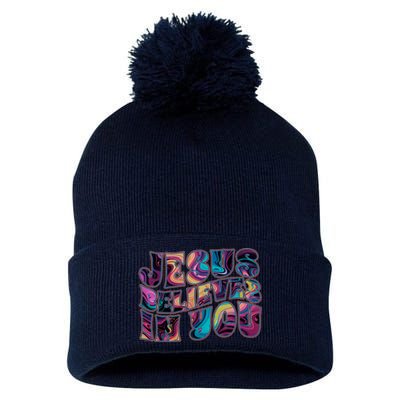 Jesus Believes In You Pom Pom 12in Knit Beanie