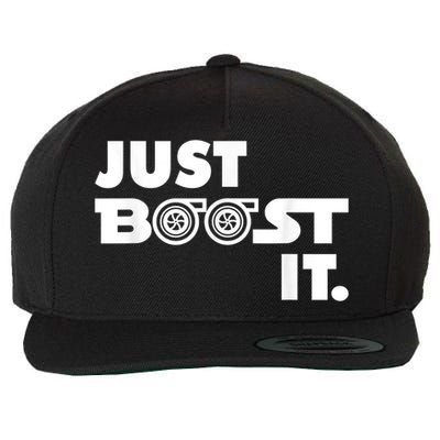 Just Boost It. Turbo And Turbocharger Engine And Race Car Wool Snapback Cap