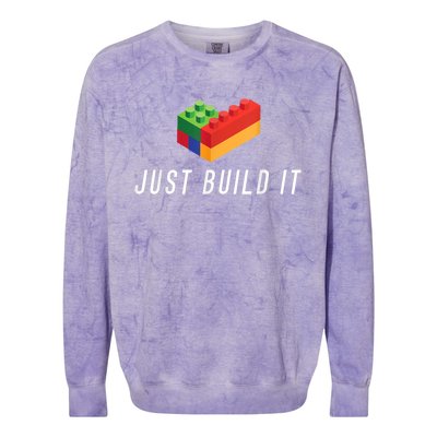 Just Build It Building Toy Blocks Bricks Kids Play Toys S Colorblast Crewneck Sweatshirt