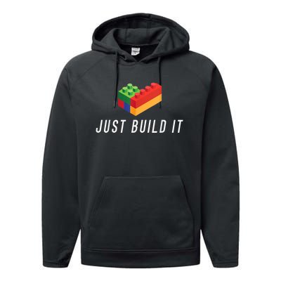 Just Build It Building Toy Blocks Bricks Kids Play Toys S Performance Fleece Hoodie