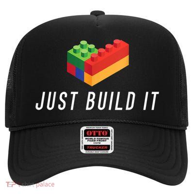 Just Build It Building Toy Blocks Bricks Kids Play Toys S High Crown Mesh Back Trucker Hat