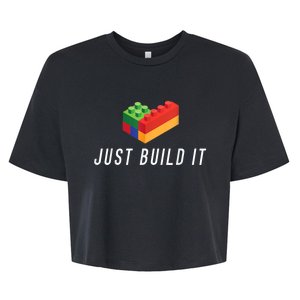 Just Build It Building Toy Blocks Bricks Kids Play Toys S Bella+Canvas Jersey Crop Tee