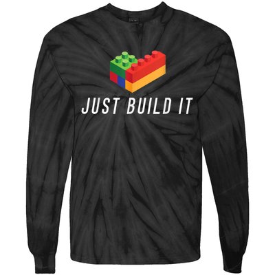 Just Build It Building Toy Blocks Bricks Kids Play Toys S Tie-Dye Long Sleeve Shirt