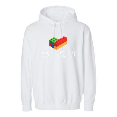 Just Build It Building Toy Blocks Bricks Kids Play Toys S Garment-Dyed Fleece Hoodie