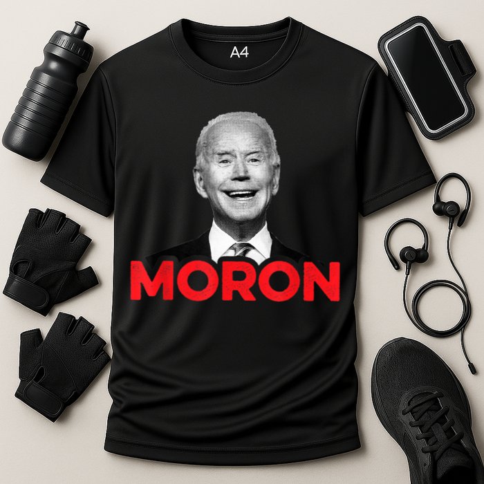 Joe Biden Is An Idiot And A Moron AntiBiden 8676 Pro USA Cooling Performance Crew T-Shirt