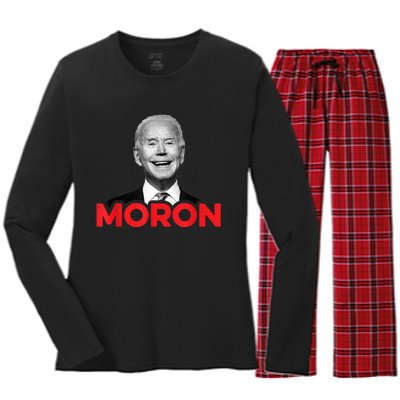 Joe Biden Is An Idiot And A Moron AntiBiden 8676 Pro USA Women's Long Sleeve Flannel Pajama Set 