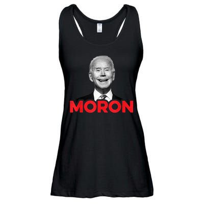 Joe Biden Is An Idiot And A Moron AntiBiden 8676 Pro USA Ladies Essential Flowy Tank