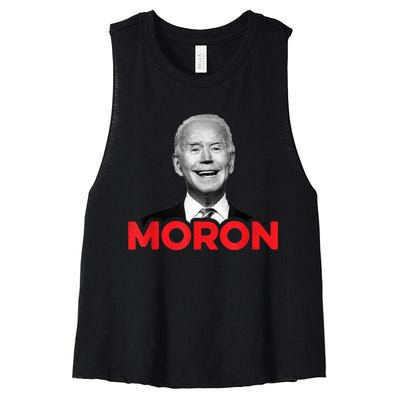 Joe Biden Is An Idiot And A Moron AntiBiden 8676 Pro USA Women's Racerback Cropped Tank