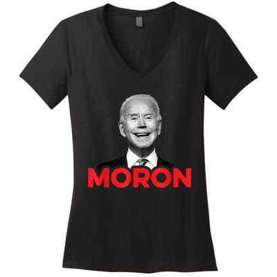 Joe Biden Is An Idiot And A Moron AntiBiden 8676 Pro USA Women's V-Neck T-Shirt