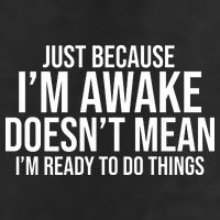 Just Because I'm Awake Doesn't Mean I'm Ready To Do Things Funny 7 Panel Mesh Trucker Snapback Hat