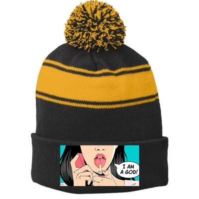 Jennifer's Body I Am A God Stripe Pom Pom Beanie