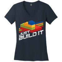 Just Build It | Building Blocks | Master Builder Women's V-Neck T-Shirt
