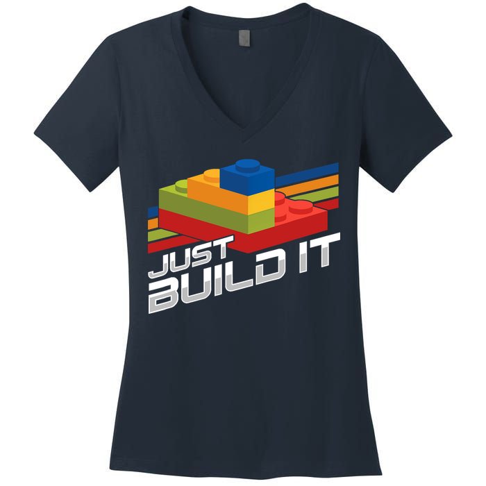 Just Build It | Building Blocks | Master Builder Women's V-Neck T-Shirt