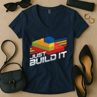 Just Build It | Building Blocks | Master Builder Women's V-Neck T-Shirt