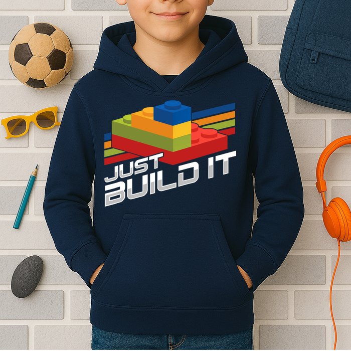 Just Build It | Building Blocks | Master Builder Kids Hoodie