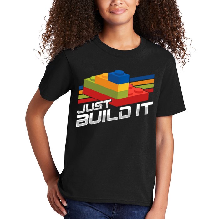 Just Build It | Building Blocks | Master Builder Kids T-Shirt