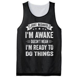 Just Because IM Awake Funny For Tweens And Teens Mesh Reversible Basketball Jersey Tank