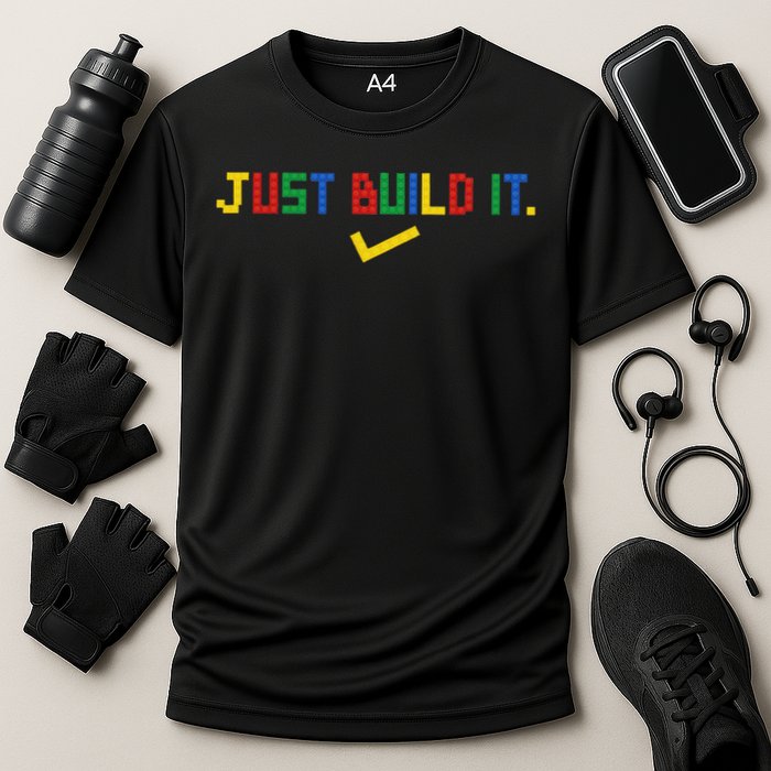 Just Build It Master Builder Building Block Cooling Performance Crew T-Shirt