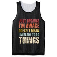 Just Because Im Awake Retro Outfit Tween Mesh Reversible Basketball Jersey Tank