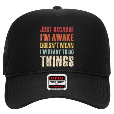Just Because Im Awake Retro Outfit Tween Trucker Hat