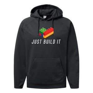 Just Build It Building Toy Blocks Bricks Performance Fleece Hoodie