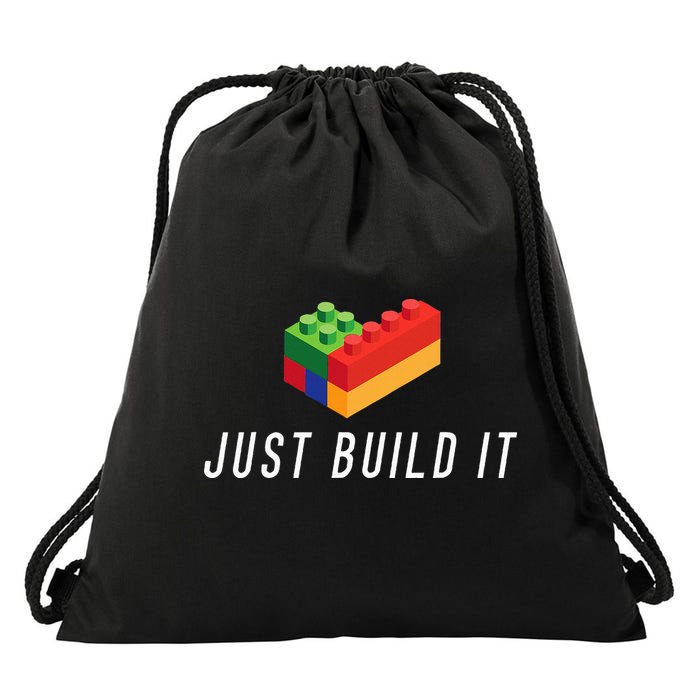 Just Build It Building Toy Blocks Bricks Drawstring Bag