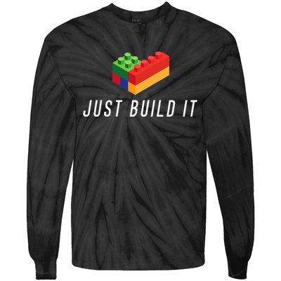 Just Build It Building Toy Blocks Bricks Tie-Dye Long Sleeve Shirt