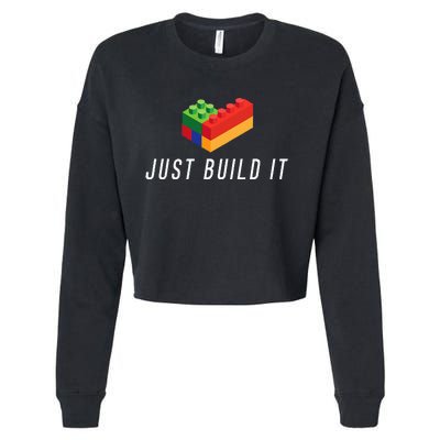 Just Build It Building Toy Blocks Bricks Cropped Pullover Crew