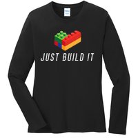 Just Build It Building Toy Blocks Bricks Ladies Long Sleeve Shirt