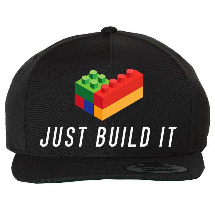 Just Build It Building Toy Blocks Bricks Wool Snapback Cap