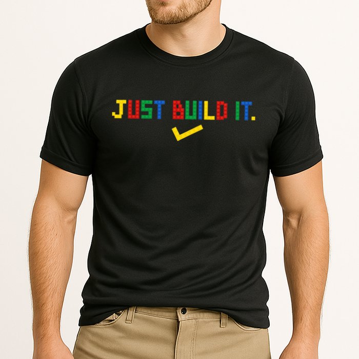 Just Build It Master Builder Building Block Cooling Performance Crew T-Shirt