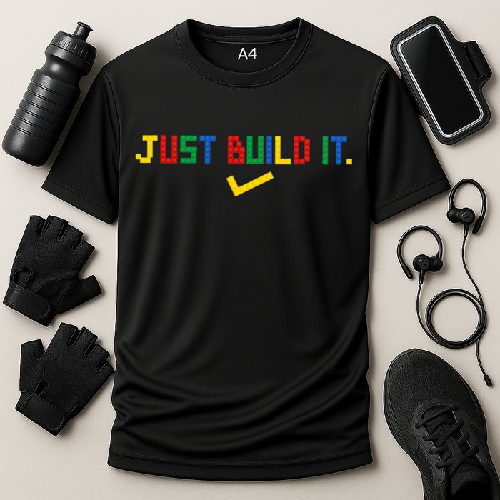 Just Build It Master Builder Building Block Cooling Performance Crew T-Shirt