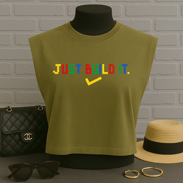 Just Build It Master Builder Building Block Garment-Dyed Women's Muscle Tee