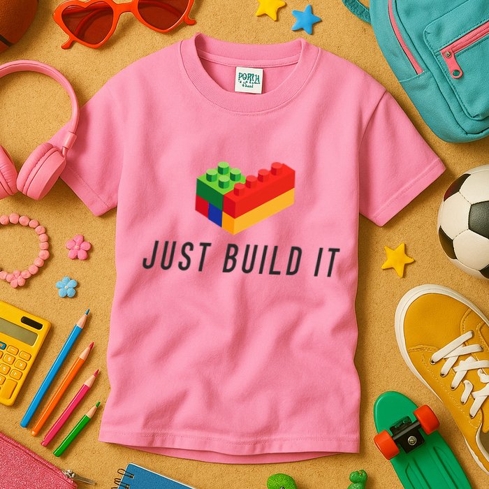 Just Build It Blocks Bricks Building Blocks Toy Kids T-Shirt