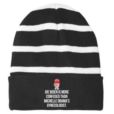 Joe Biden Is More Confused Than Obamas Gynecologist Striped Beanie with Solid Band