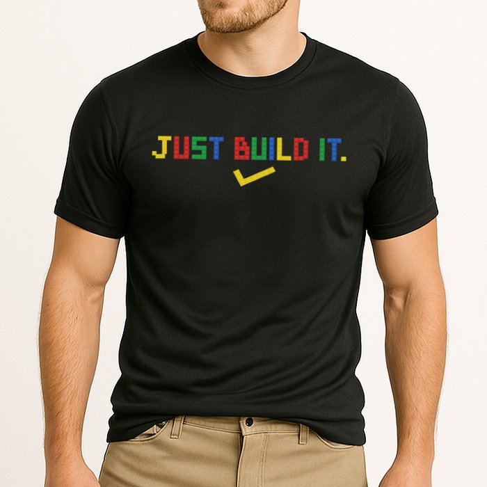 Just Build It Master Builder Building Block Cooling Performance Crew T-Shirt