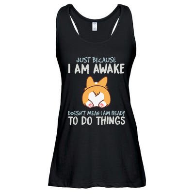 Just Because I'm Awake Ready To Do Things Ladies Essential Flowy Tank