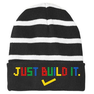 Just Build It Master Builder Building Block Striped Beanie with Solid Band